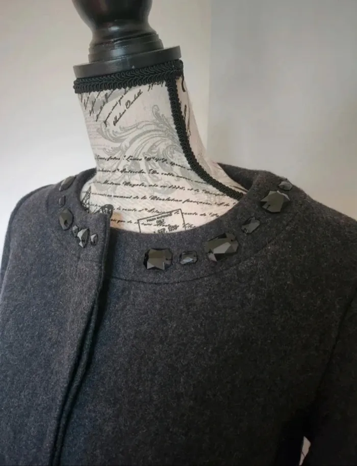 Manteau en laine gris Camaïeu T.40 – Chic et chaud - photo numéro 2