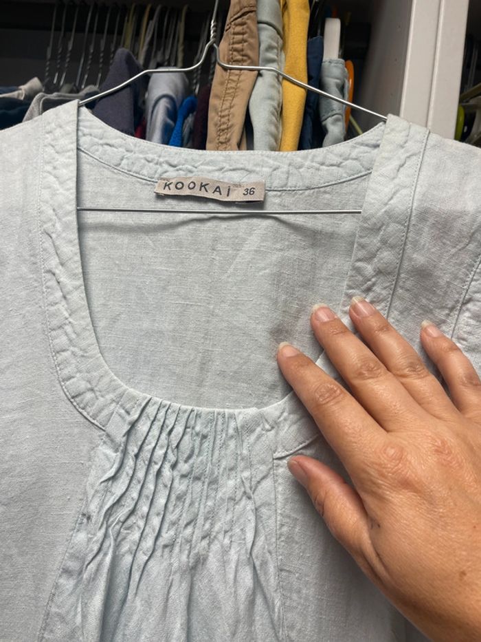 Très jolie robe Kookaï bleu ciel façon lin - photo numéro 3