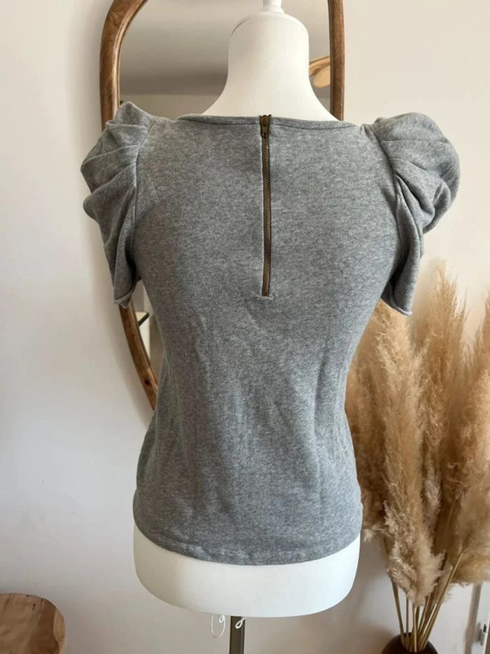 Top gris manches bouffantes Maje - photo numéro 4