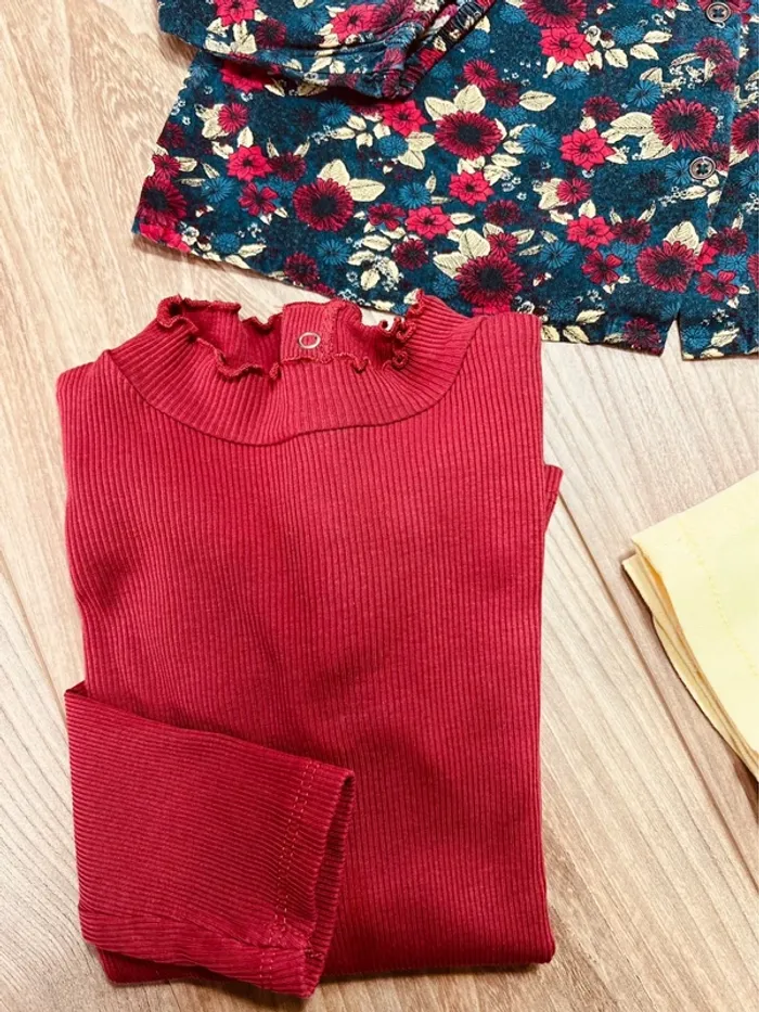 Taille 3 ans tenue 3 pièces fille multimarques bordereau jaune * fleurs * 🩷 - photo numéro 5
