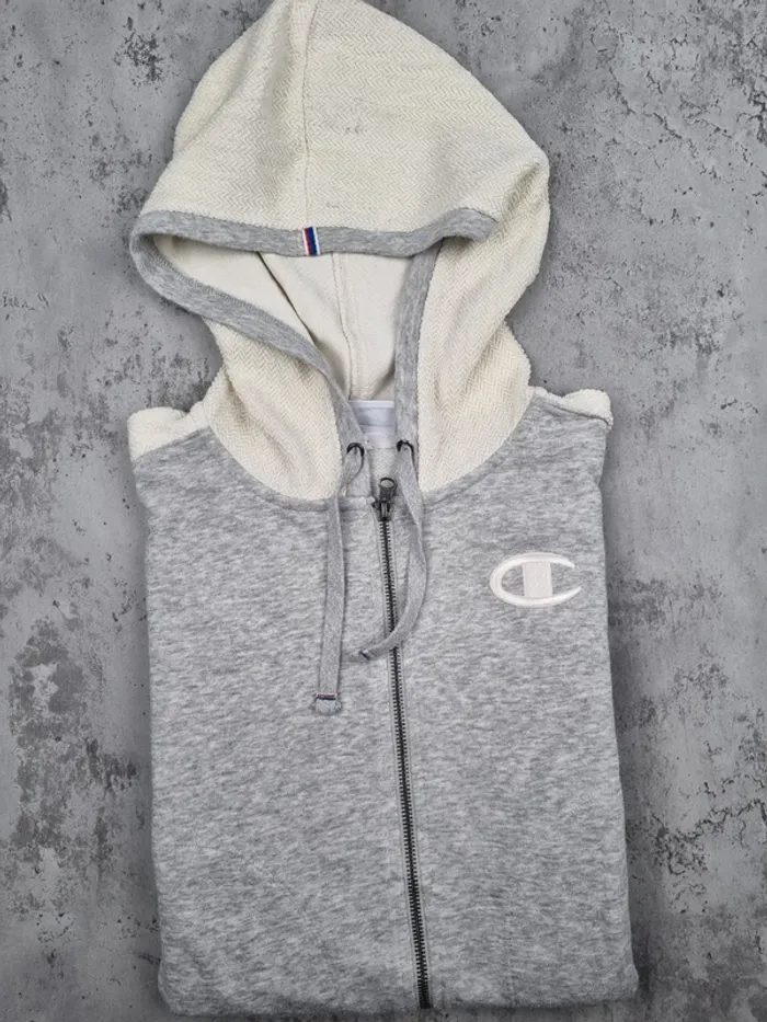 Gilet zippé à capuche Champion gris – Taille S Femme (mesures en photos) - photo numéro 2