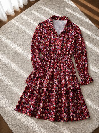 Robe florale éclosion écarlate rouge et multicolore Femme taille 52 marque Zizzi 👜