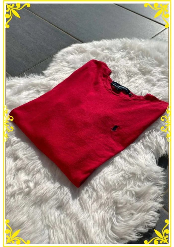 Pull Col Rond Ralph Lauren Rouge |XL| Cavalier Noir