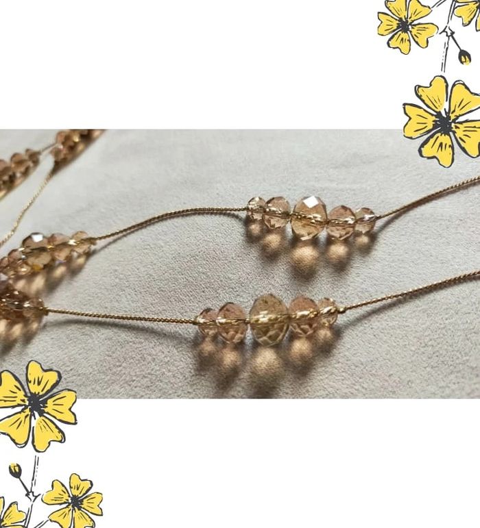 Collier vintage doré en perles facettées champagne – Élégance rétro - photo numéro 15