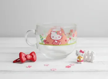 🌸 Grosse Tasse en verre Hello Kitty "Jardin Printanier"