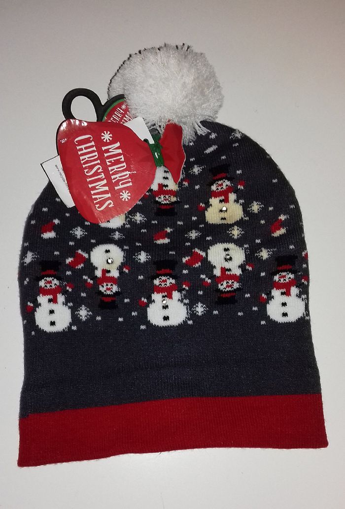 Bonnet de Noël avec pompon - Merry Christmas bonhommes de neige - T.U - Neuf - photo numéro 5