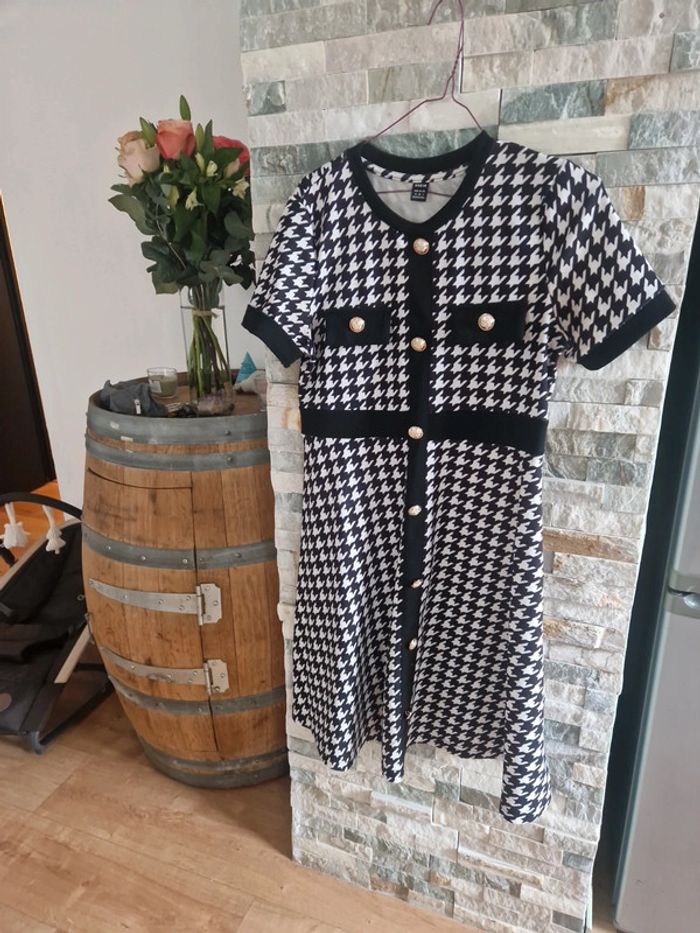 Robe grossesse patineuse pied de poule 👗 - photo numéro 2