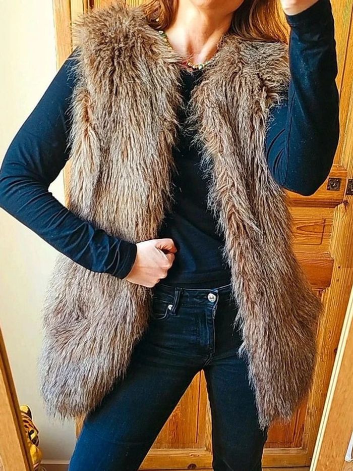 Destockage hiver Veste fake fur pepe jeans chaude sans manches - photo numéro 2