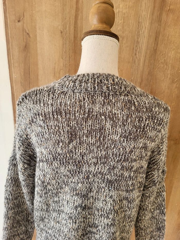 Pull col V gris beige chiné Springfield Taille S ou 36 - photo numéro 9