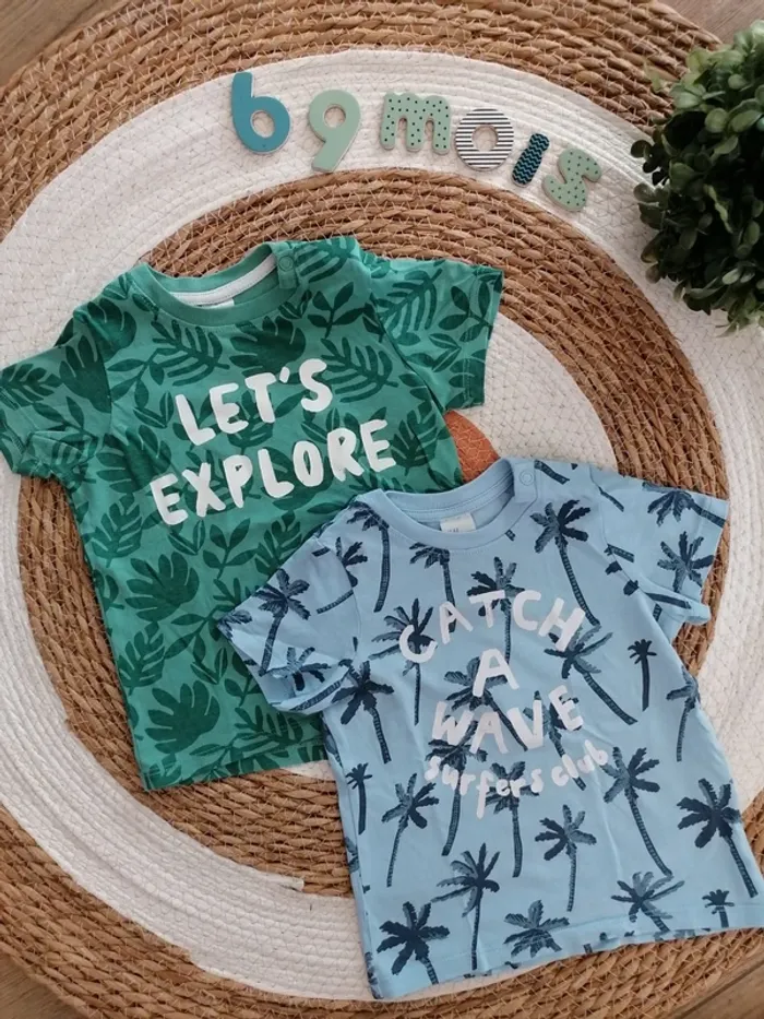 Lot de deux tee-shirts manches courtes - H&M - 6/9 mois