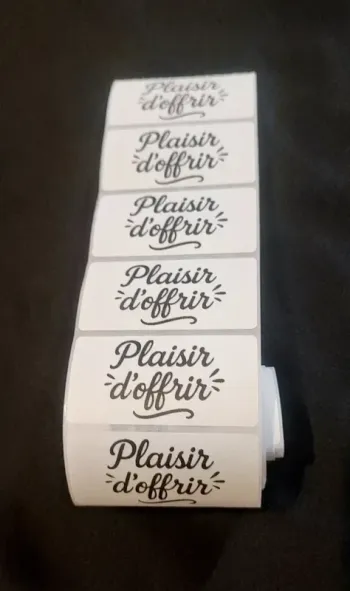 Lot de 50 autocollants “Plaisir d’offrir” stickers rectangulaires 60×30 mm