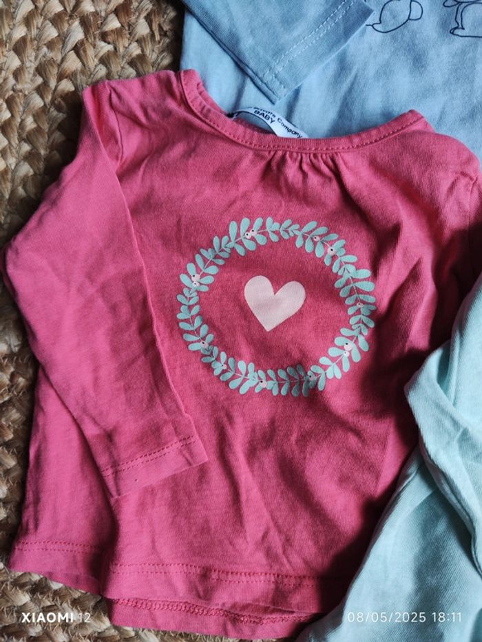 Lot 4 tee shirt ML fille 6 mois - photo numéro 5