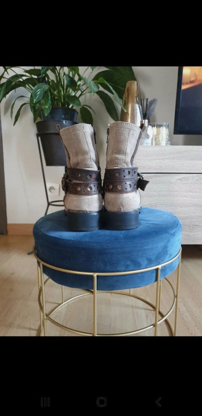 Bottines beige en daim - photo numéro 4