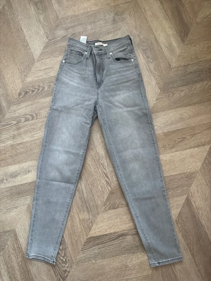 Jean mom gris taille haute