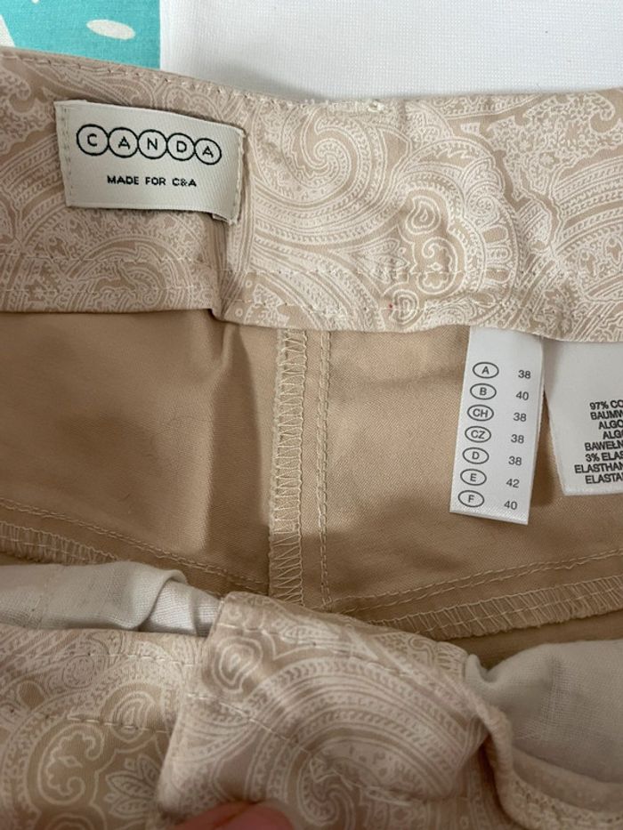 Pantalon beige droit à motif - photo numéro 7