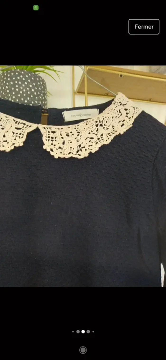 Pull bleu marine Cache cache colis dentelle - photo numéro 3