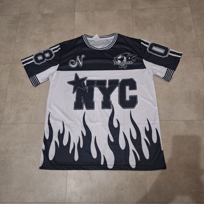 Maillot NYC Flammes Noires 🇨🇵 Y2K Rétro Graphic 90s-2000s - Taille 🇨🇵 Streetwear Unisexe Oversize - photo numéro 7