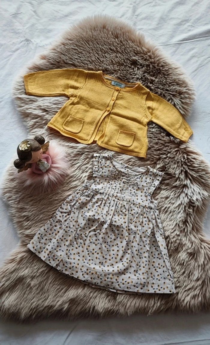 Ensemble robe beige gilet jaune obaibi 3 moks