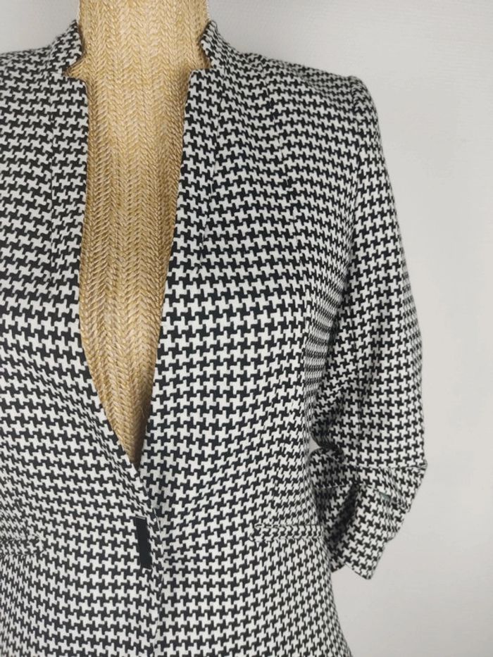 Blazer manches 3/4 froncées motif style pied de poule noir et blanc taille 36 H&M neuf - photo numéro 4