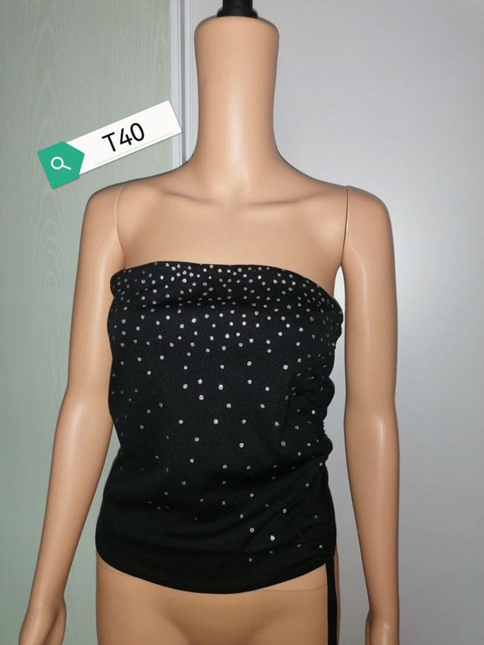Top bustier noir argenté 40