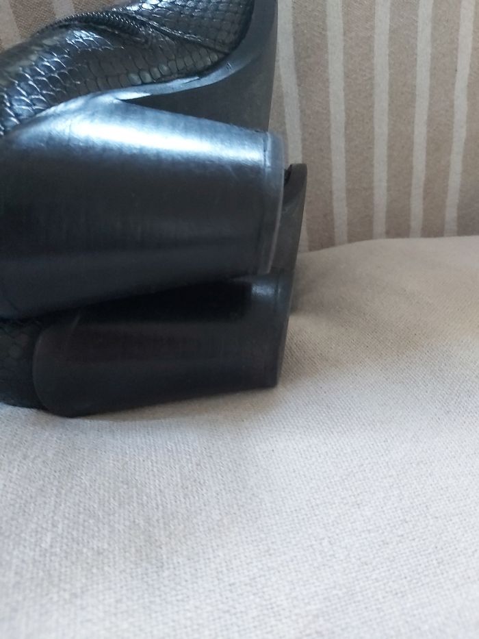 Bottines cuir petit talon  & motif  ecaillé - photo numéro 5