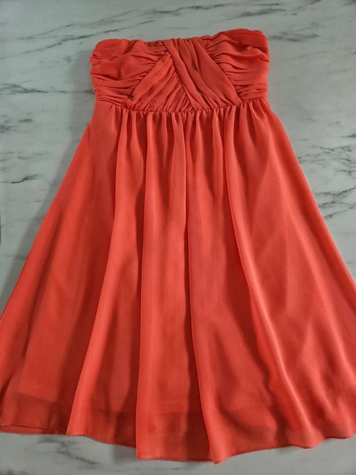 Vila robe bustier orange corail taille M - photo numéro 10