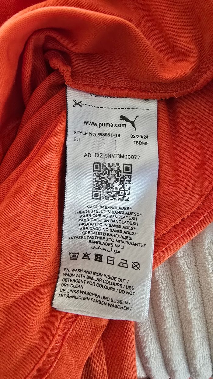 Tee shirt orange puma 7 et 8 ans comme neuf - photo numéro 2