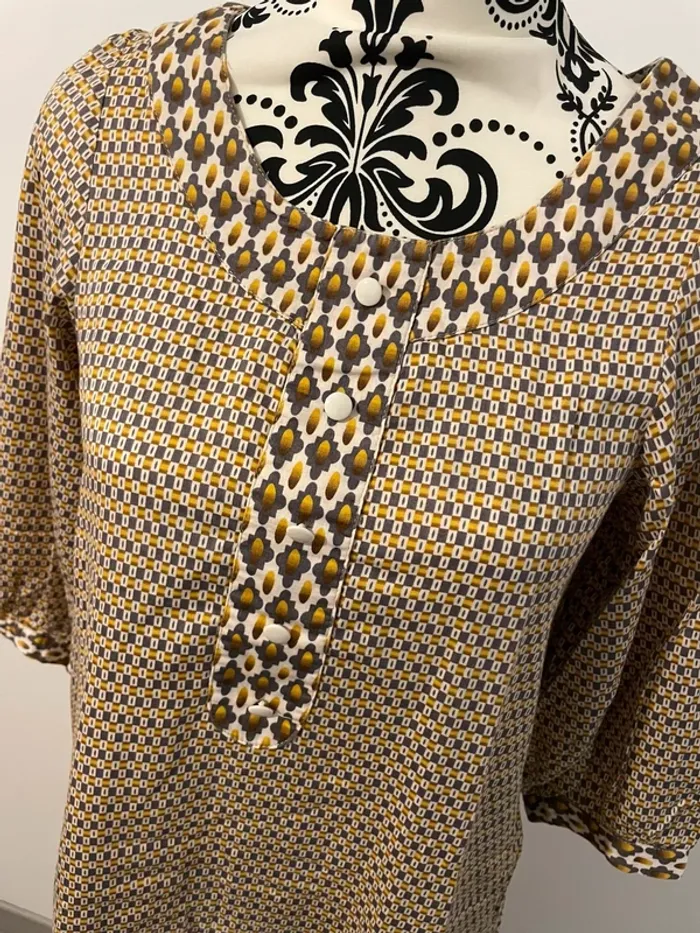 Robe les petites collections taille 36 moutarde blanc gris - photo numéro 2