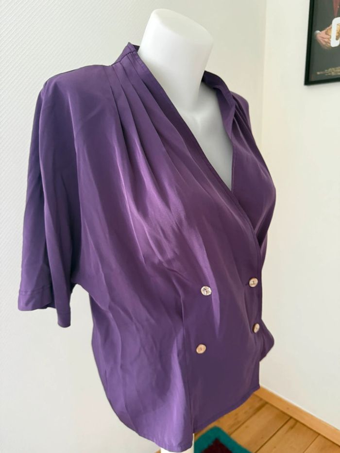 Blouse vintage prune en très bon état taille 42 fléses - photo numéro 2