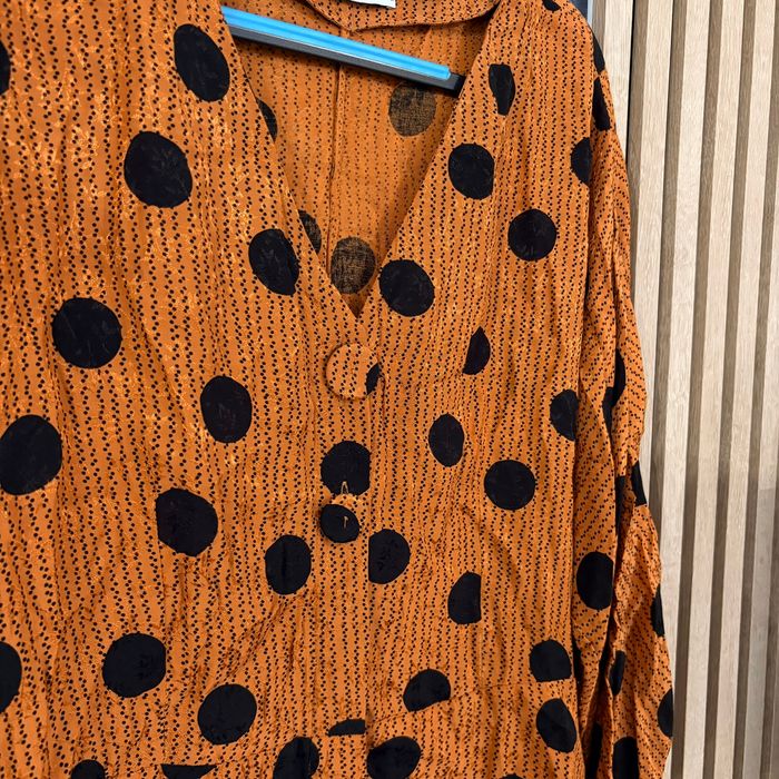Blouse Mango à pois orange noir S - photo numéro 2