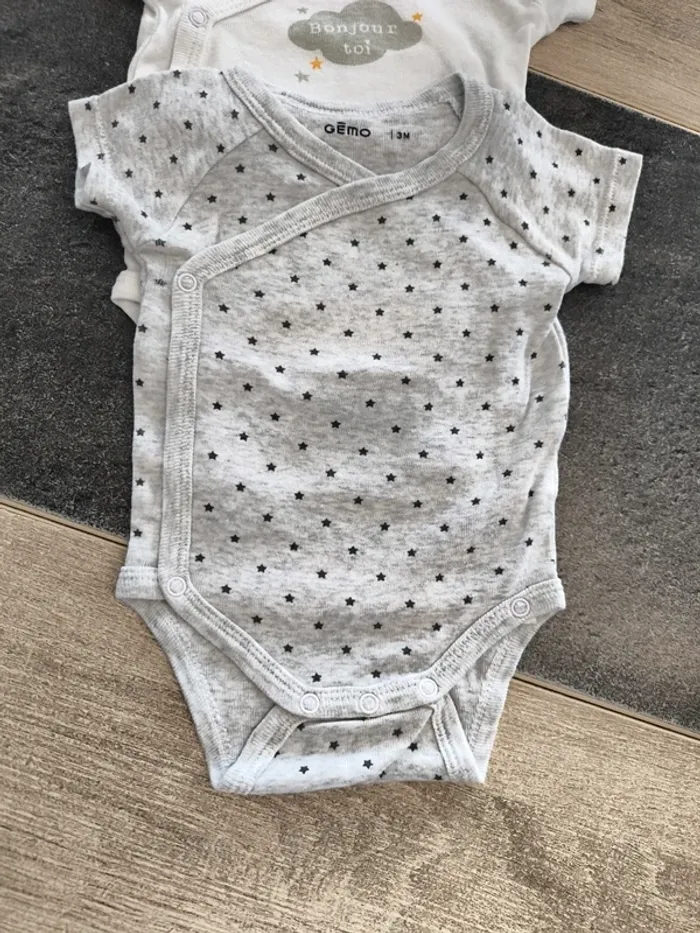 Lot de 3 bodies ouverture croisée garçon mc 3 mois Gémo - photo numéro 7