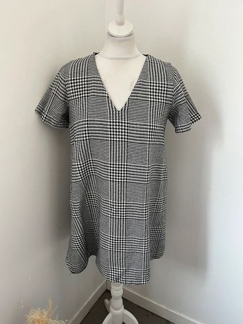 Robe grise à carreaux Zara S