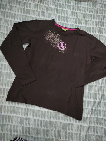 Sweat marron manches longues imprimé rose Aigle taille Xl 42