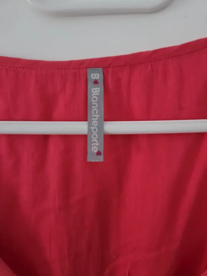 Robe femme éte manche courte 100% coton rose corail TBE taille 44 blanche porte - photo numéro 2