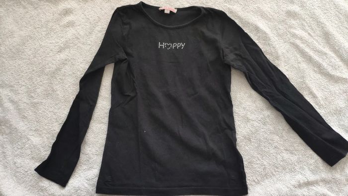 T-shirt manches longues noir happy lisa rose 8 ans