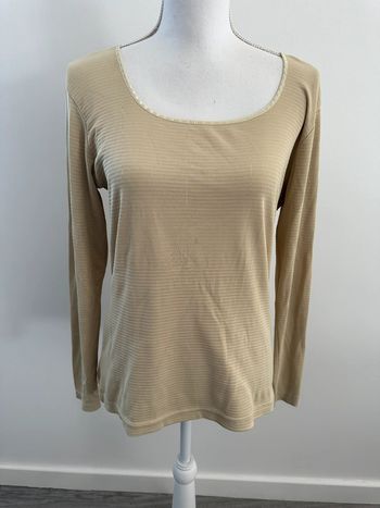 Blouse à manches longues beige crème à rayures UJA T2 38/40 M/L
