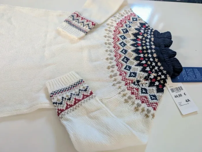 Robe pull laine motif jacquard Cyrillus 4 ans neuf - photo numéro 5