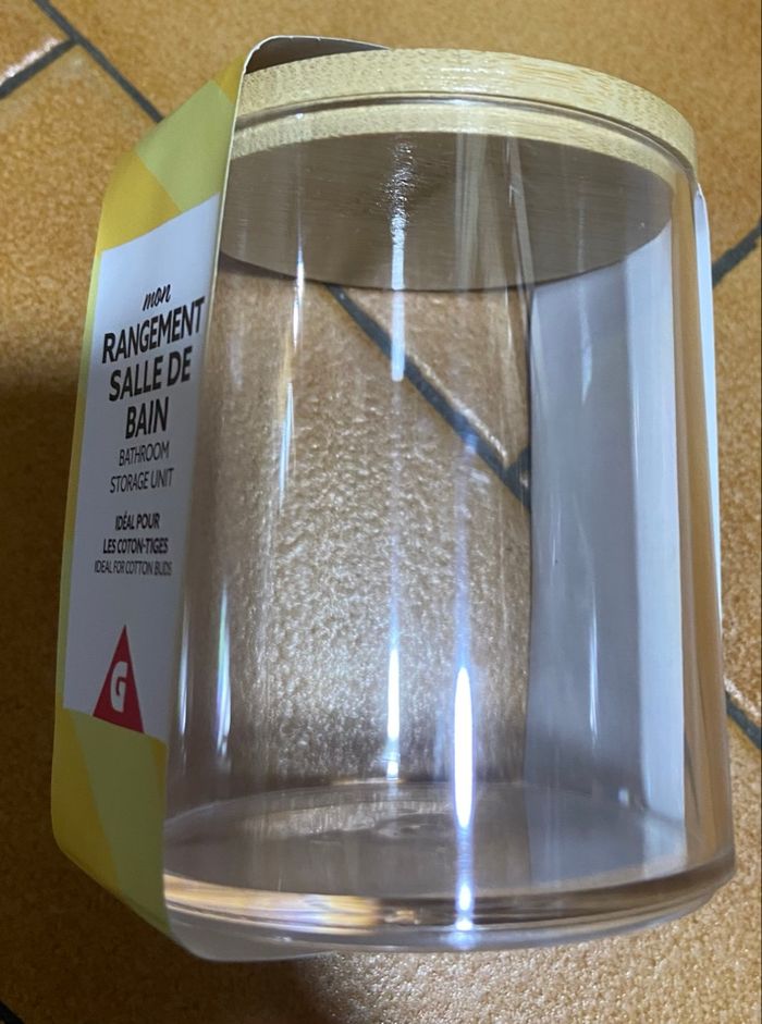 Boite de coton transparent plastique et bois neuve - photo numéro 2