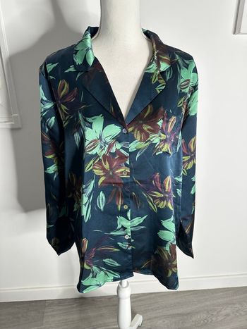 Chemisier à fleurs bleu marine et multicolore Etam T44 XXL