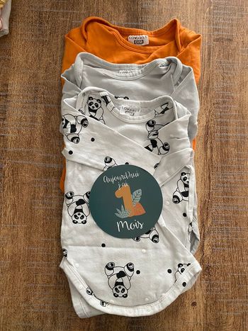 Lot de 3 bodies Dim manches longues 1 mois