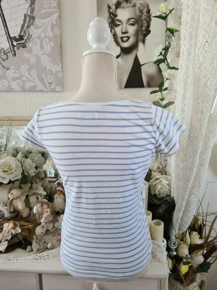 T-shirt rayé blanc/bleu Creeks Taille XS - photo numéro 3
