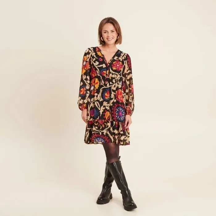 Robe évasée manches longues noir femme - taille 46 - Bréal - photo numéro 7