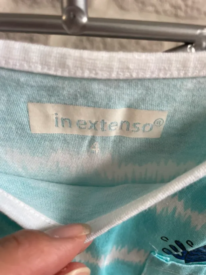 Robe fille rayures bleu turquoise 4 ans - photo numéro 3