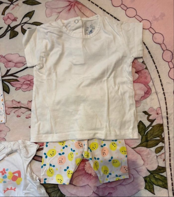 lot 2 ensembles 6 mois t shirt + short fille été - photo numéro 2