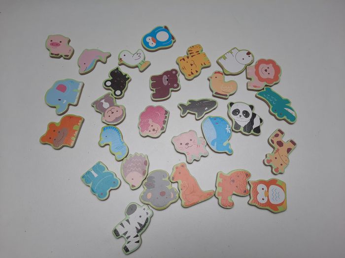 28 Pcs Magnet Animaux Aimantés en Bois