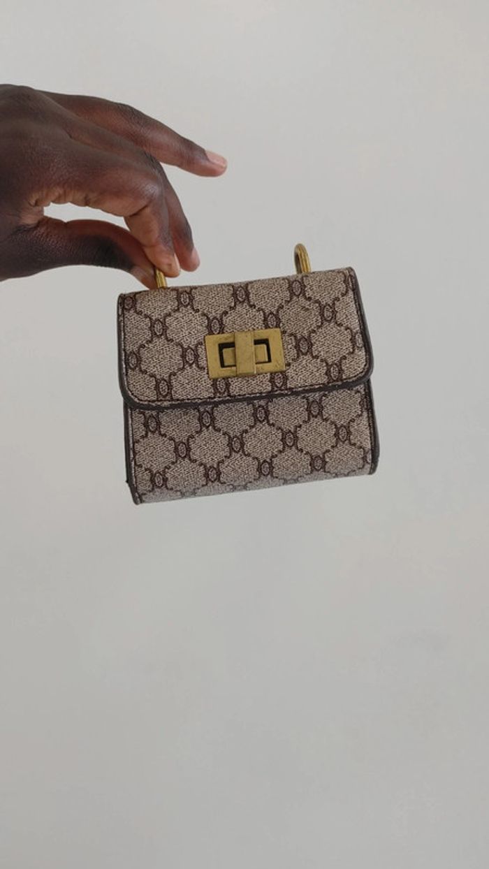 Petite pochette sac à main motif damier - photo numéro 4