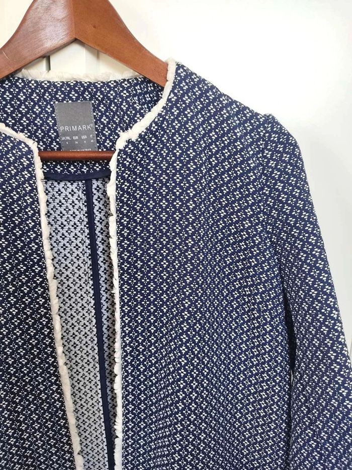 Veste neuve Primark taille 36 Pardessus imprimé bleu marine & blanc - photo numéro 2