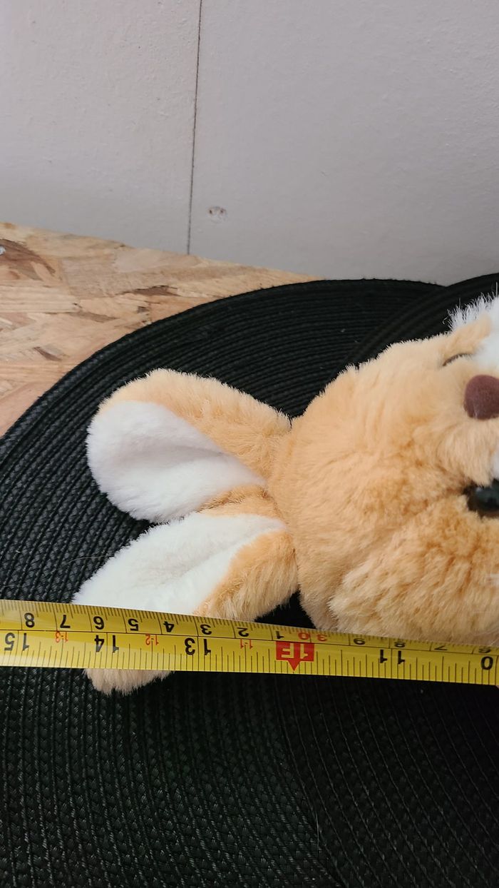 Peluche vintage lapin TEX rayures rose blanc combinaison en tissu - photo numéro 3