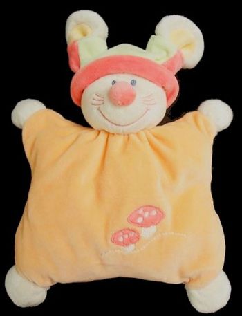 Doudou Souris KIABI orange rose champignons
