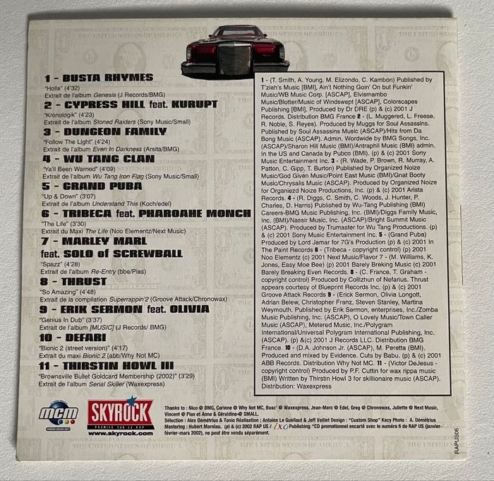 cd 11 titres RAP US BUSTA RHYMES CYPRESS HILL WU TANG - photo numéro 2